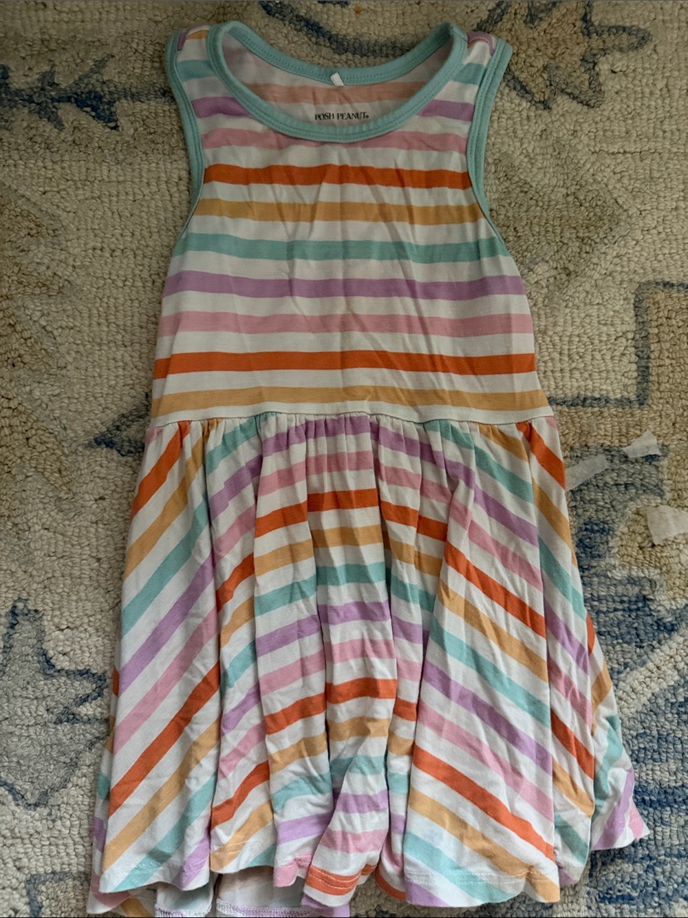 Posh Peanut Mint, Lavender, Orange & Cream Striped Sleeveless Pajama Dress